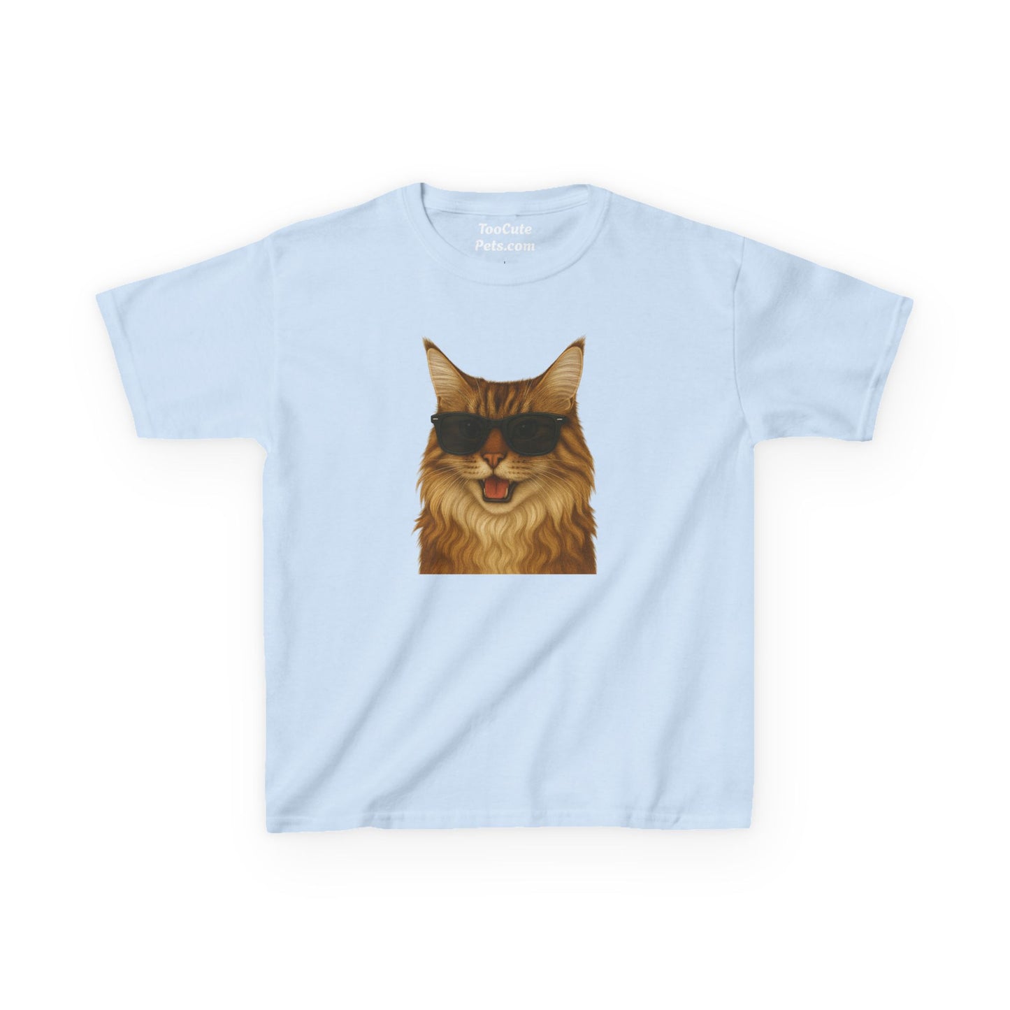 Maine Coon Cat Wearing Sunglasses Kids Tee