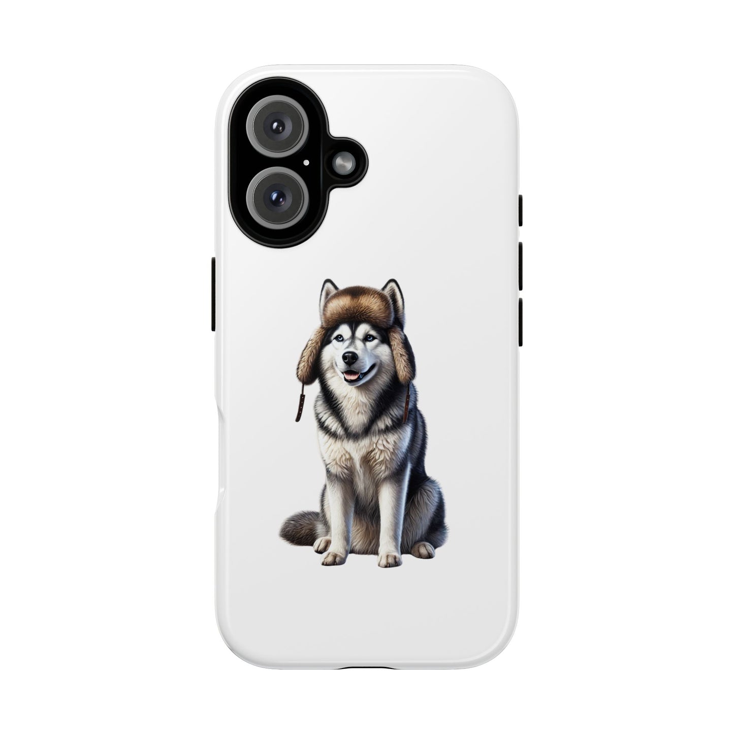 Husky Wearing a Fur Hunter Hat - Tough Phone Case