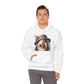 Collie Wearing Cloche Hat - Adult Hoodie - Too Cute Pets