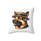 German Shepherd Wearing a Boater Hat - Throw Pillow
