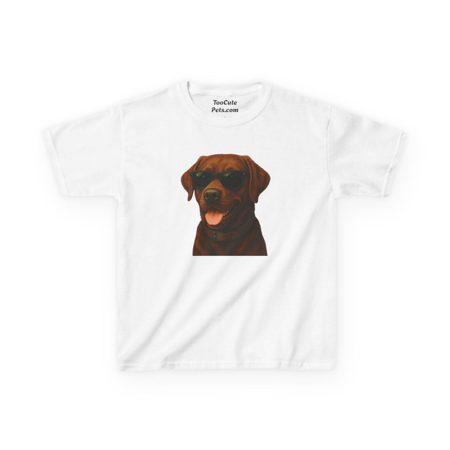 Kids Tee with Brown Labrador Retriever Wearing Sunglasses
