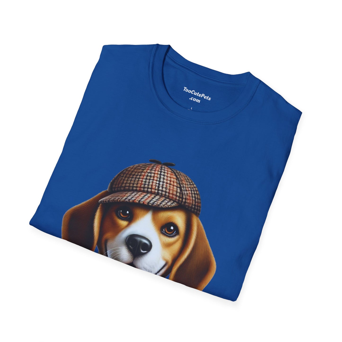 Smiling Beagle Wearing A Deerstalker Hat - Adult T-Shirt - Too Cute Pets