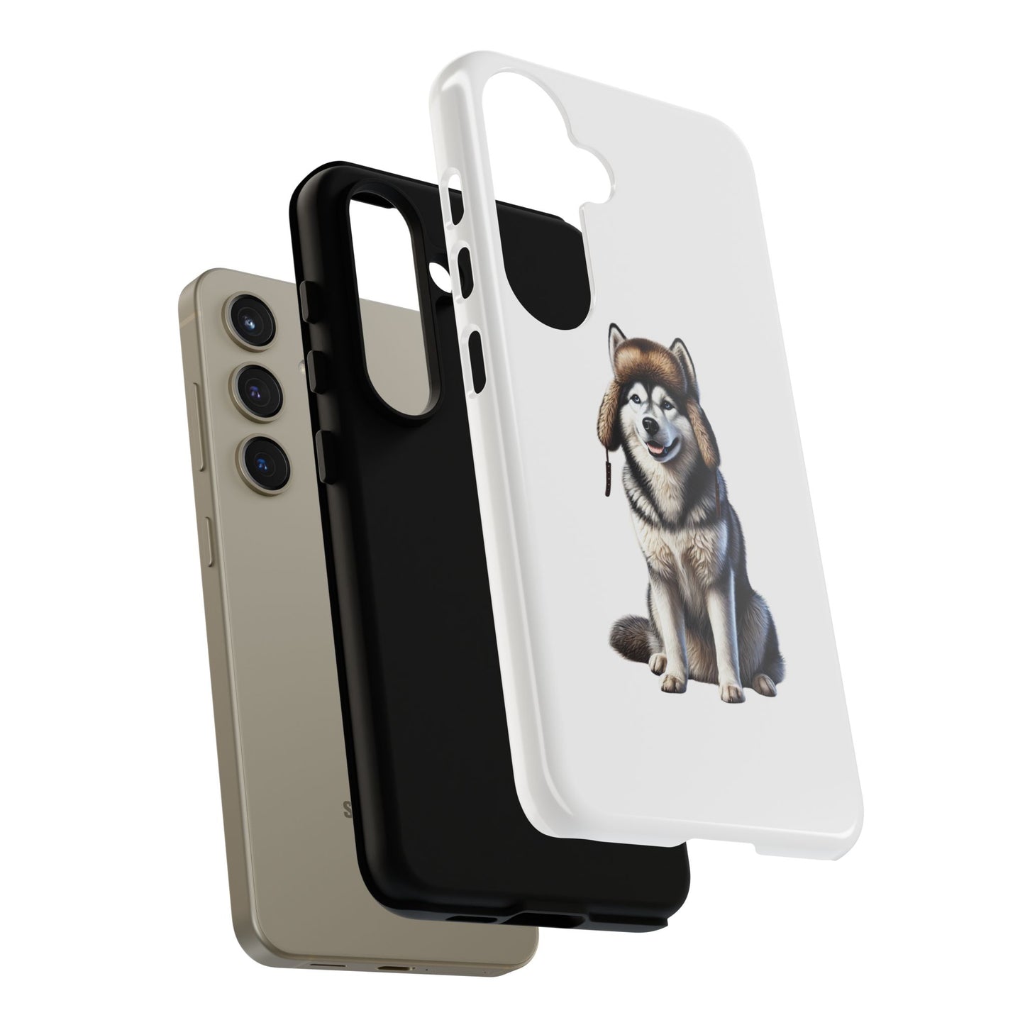 Husky Wearing a Fur Hunter Hat - Tough Phone Case