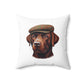 Labrador Wearing a Tweed Flat Cap - Throw Pillow