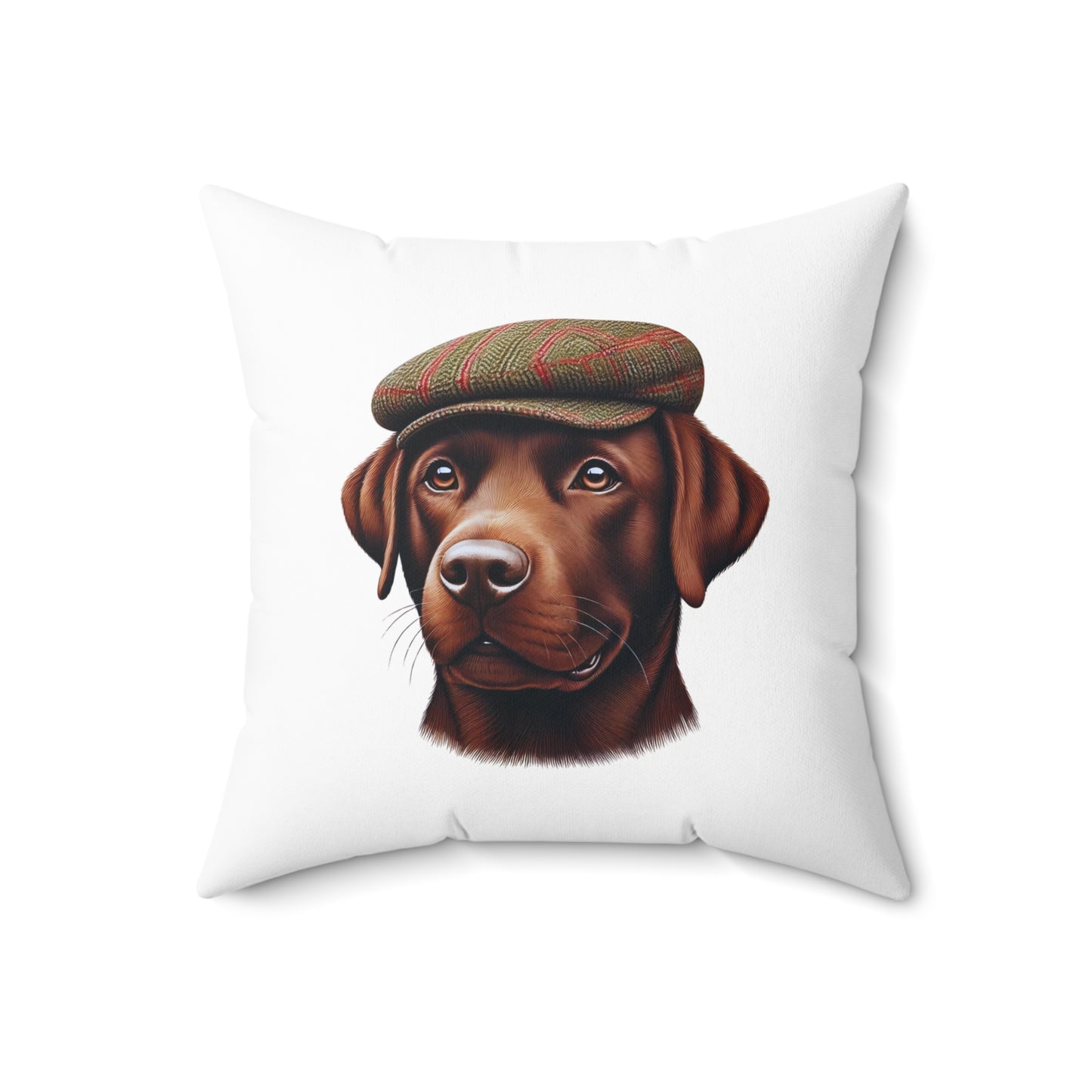 Labrador Wearing a Tweed Flat Cap - Throw Pillow