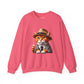 Tabby Cat in Fedora & Suit – Adult Unisex Crewneck Sweatshirt