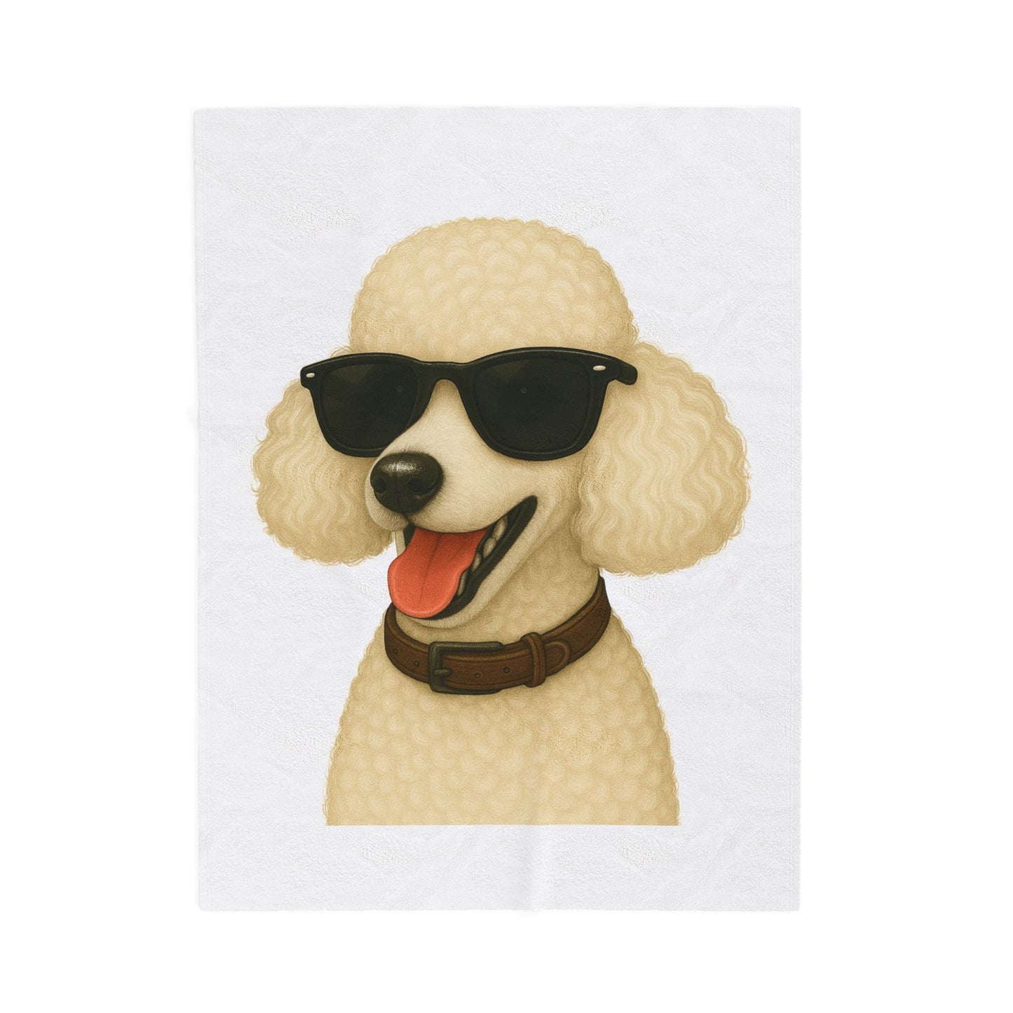 White Poodle Wearing Sunglasses - Sherpa Blanket