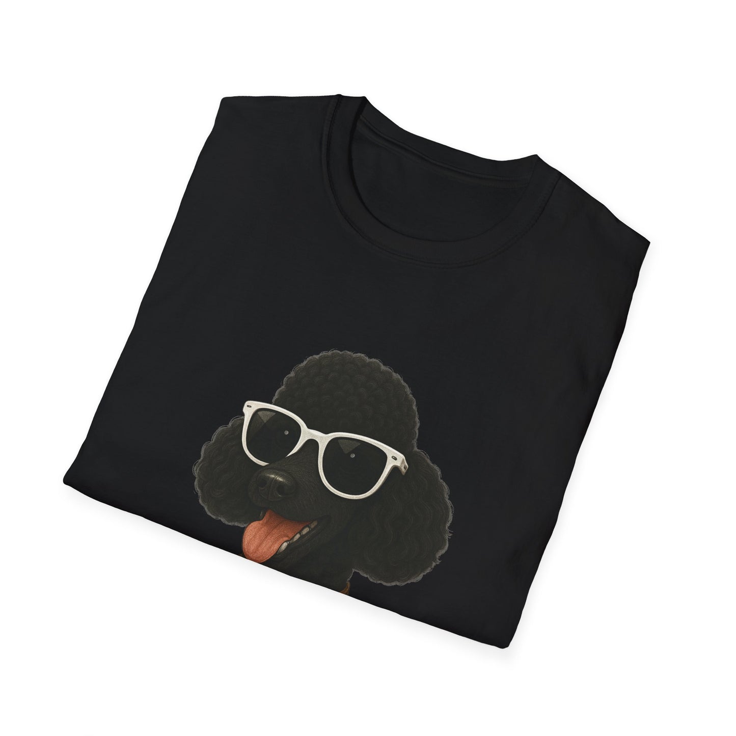 Black Poodle Wearing Sunglasses - Adult T-Shirt