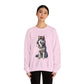 Husky in Fur Trappers Hat - Adult Crewneck Sweatshirt - Too Cute Pets