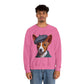 Cute Basenji Pup Wearing Tweed Flat Cap- Adult Crewneck Sweatshirt - Too Cute Pets