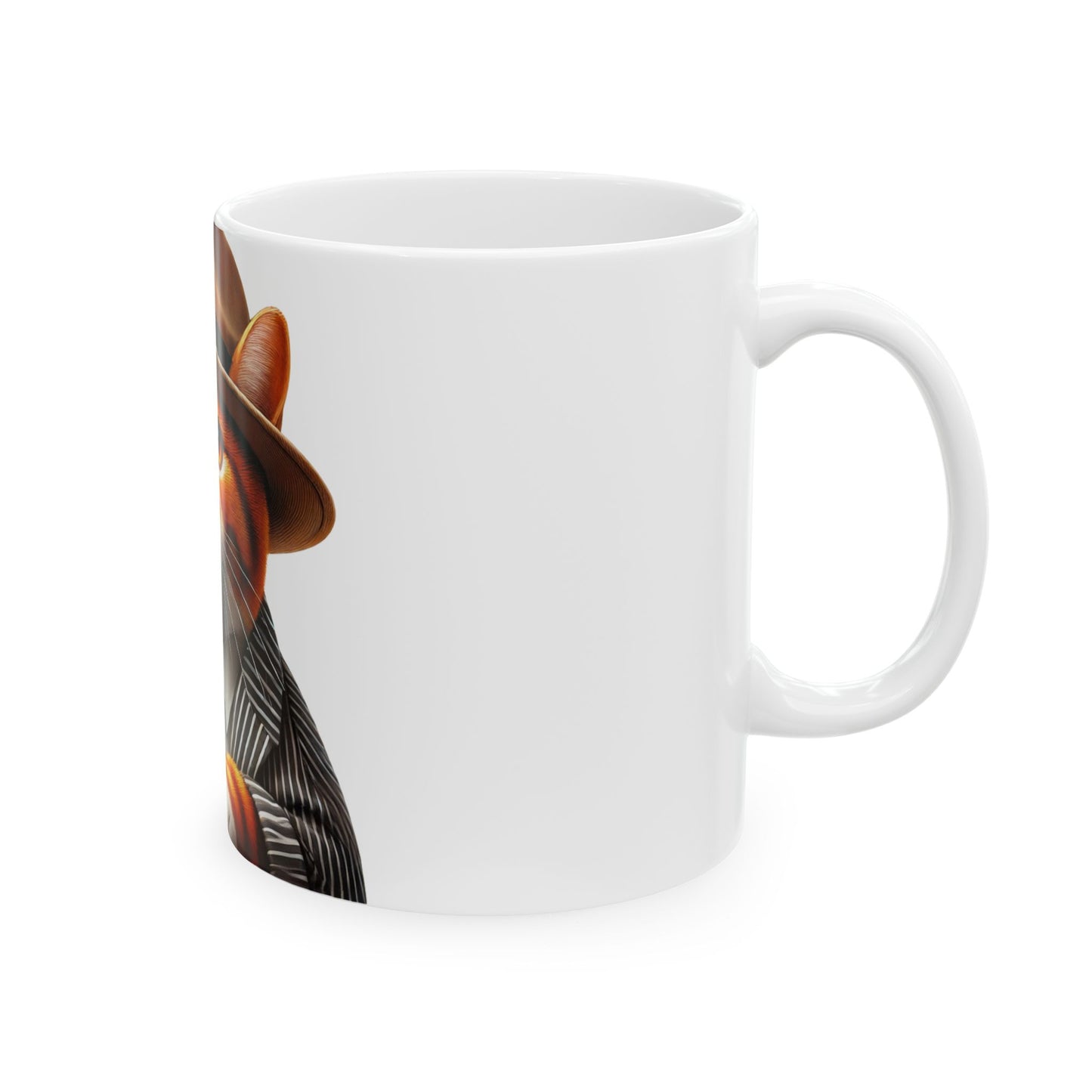 Tabby Cat Wearing a Fedora - Ceramic Mug