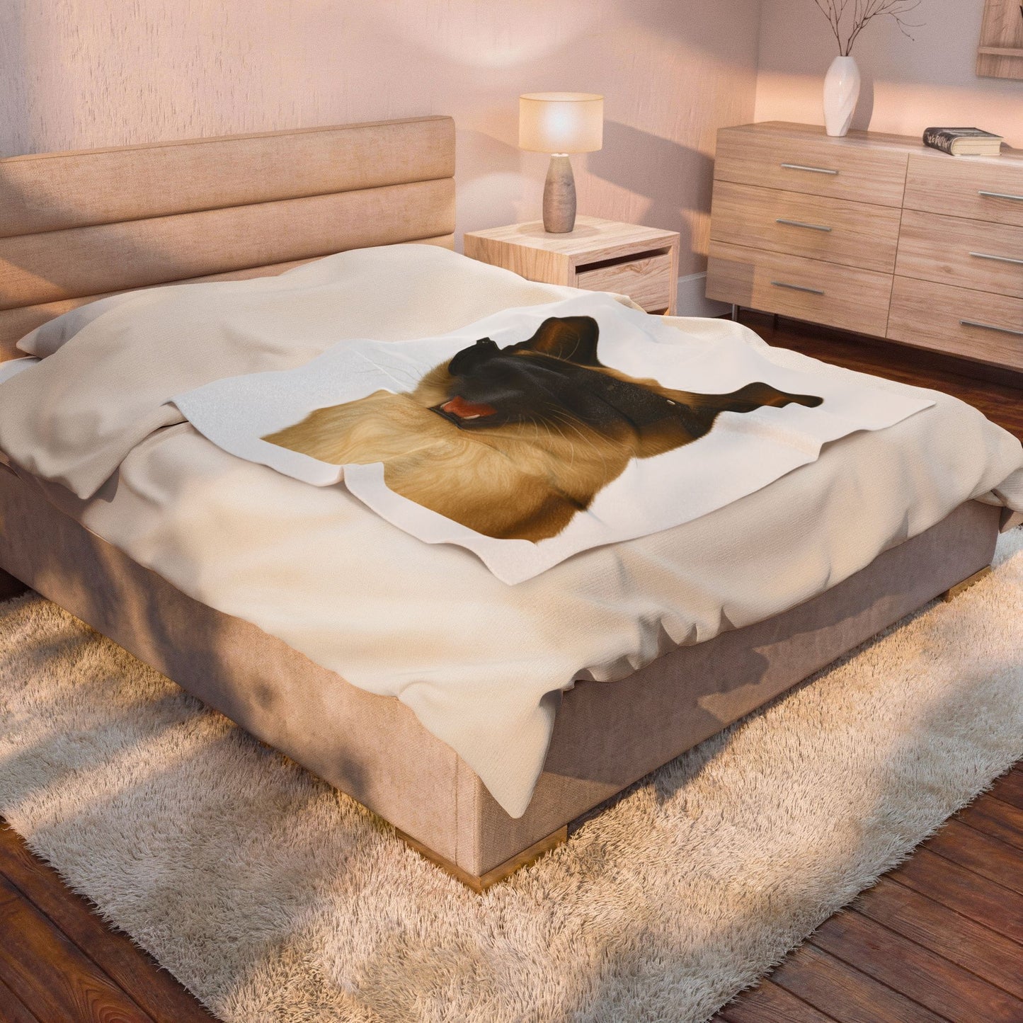 Siamese Cat Wearing Sunglasses - Sherpa Blanket