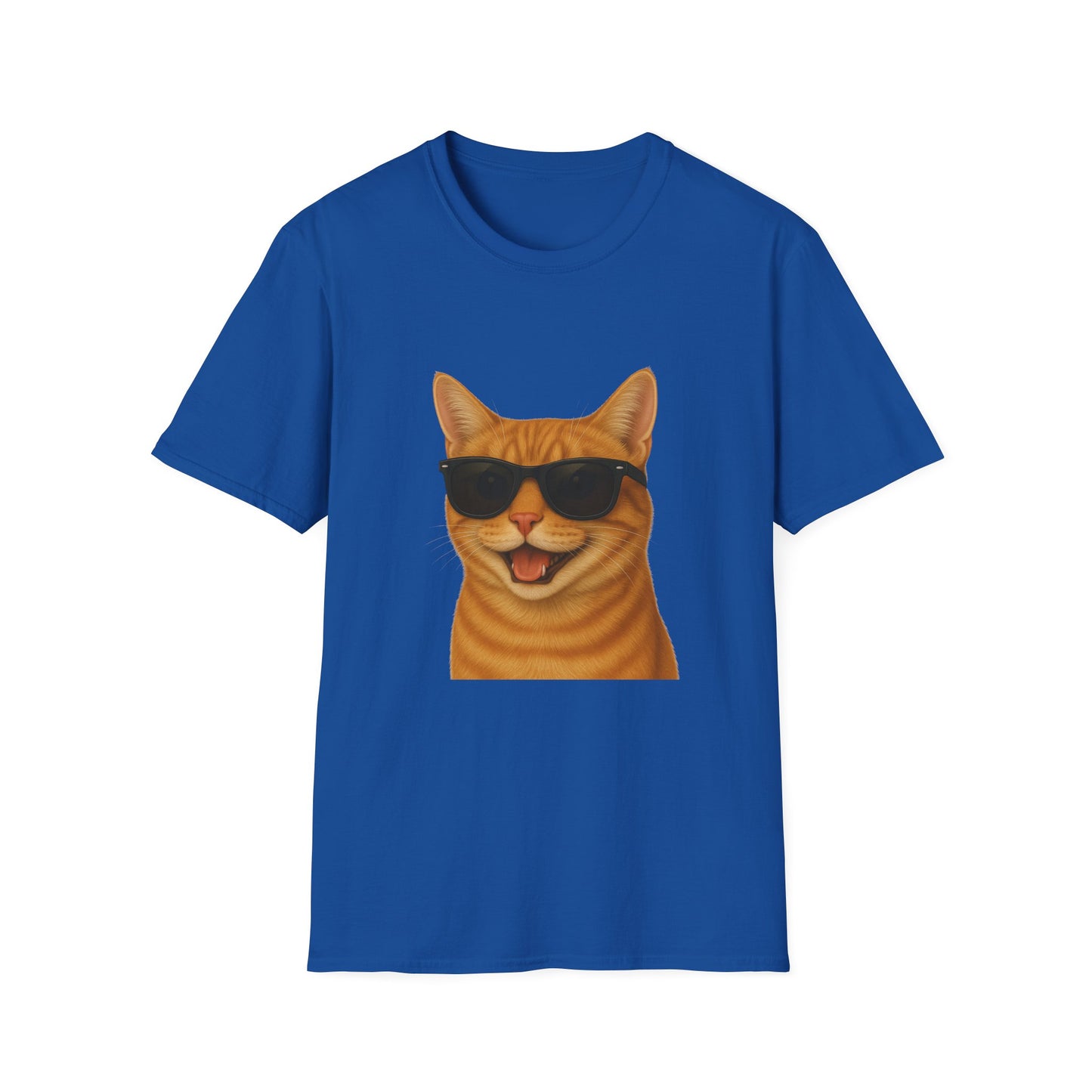 Orange Tabby Cat Wearing Sunglasses - Adult T-Shirt