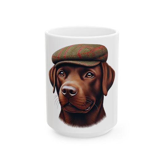 Labrador Wearing a Tweed Flat Cap - Ceramic Mug
