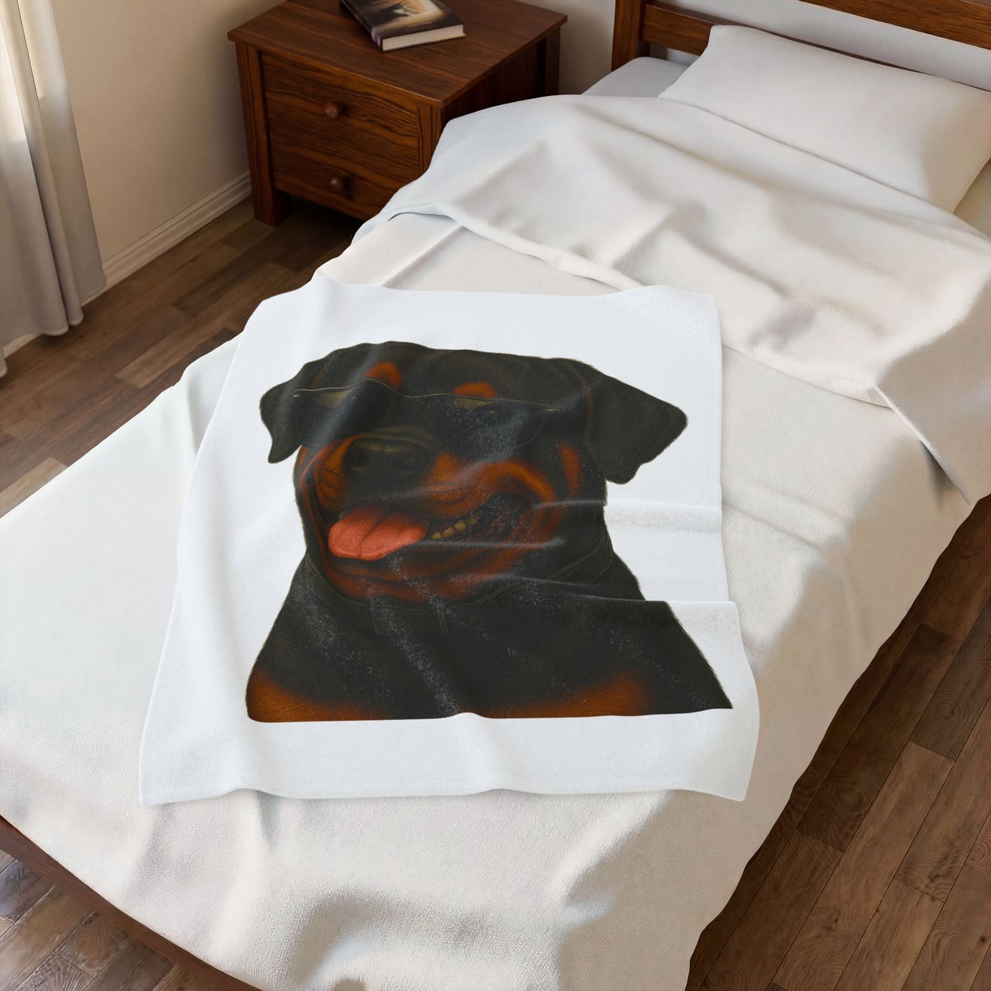 Rottweiler Wearing Sunglasses - Sherpa Blanket