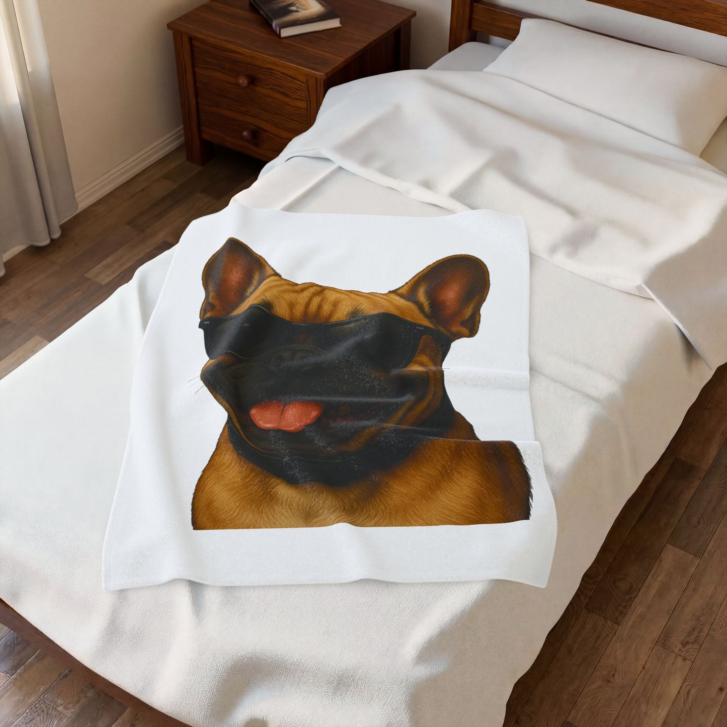French Bulldog Wearing Sunglasses - Sherpa Blanket