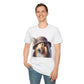 Collie Wearing Cloche Hat - Adult T-Shirt - Too Cute Pets