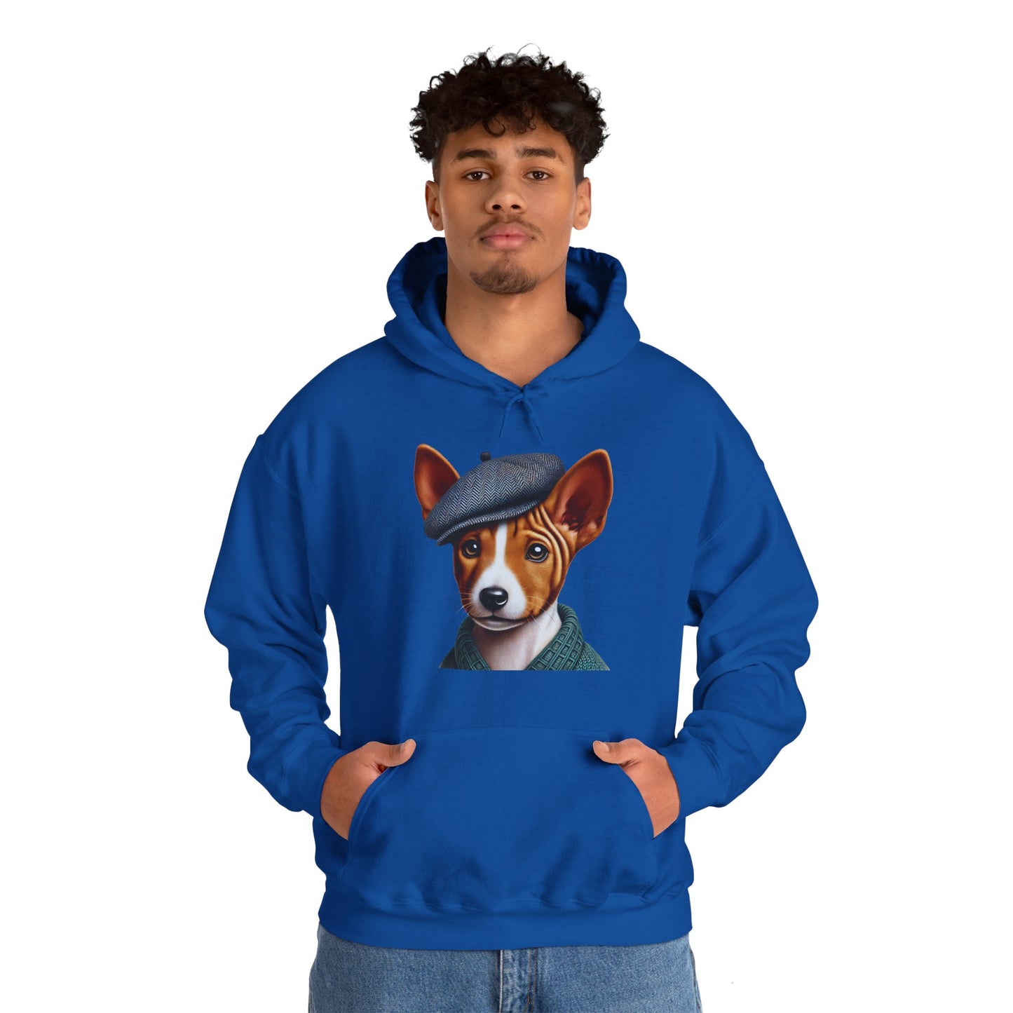 Cute Basenji Pup Wearing A Tweed Flat Cap - Adult Hoodie - Too Cute Pets