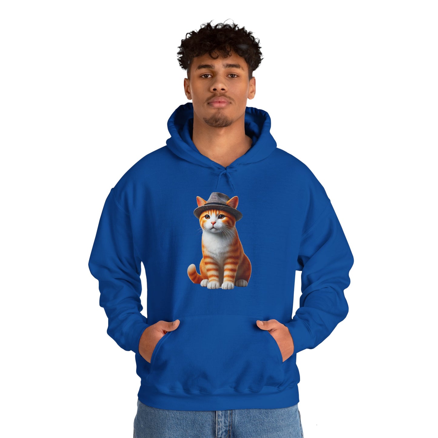 Cool Tabby Kitten Wearing Fedora Hat - Adult Hoodie - Too Cute Pets