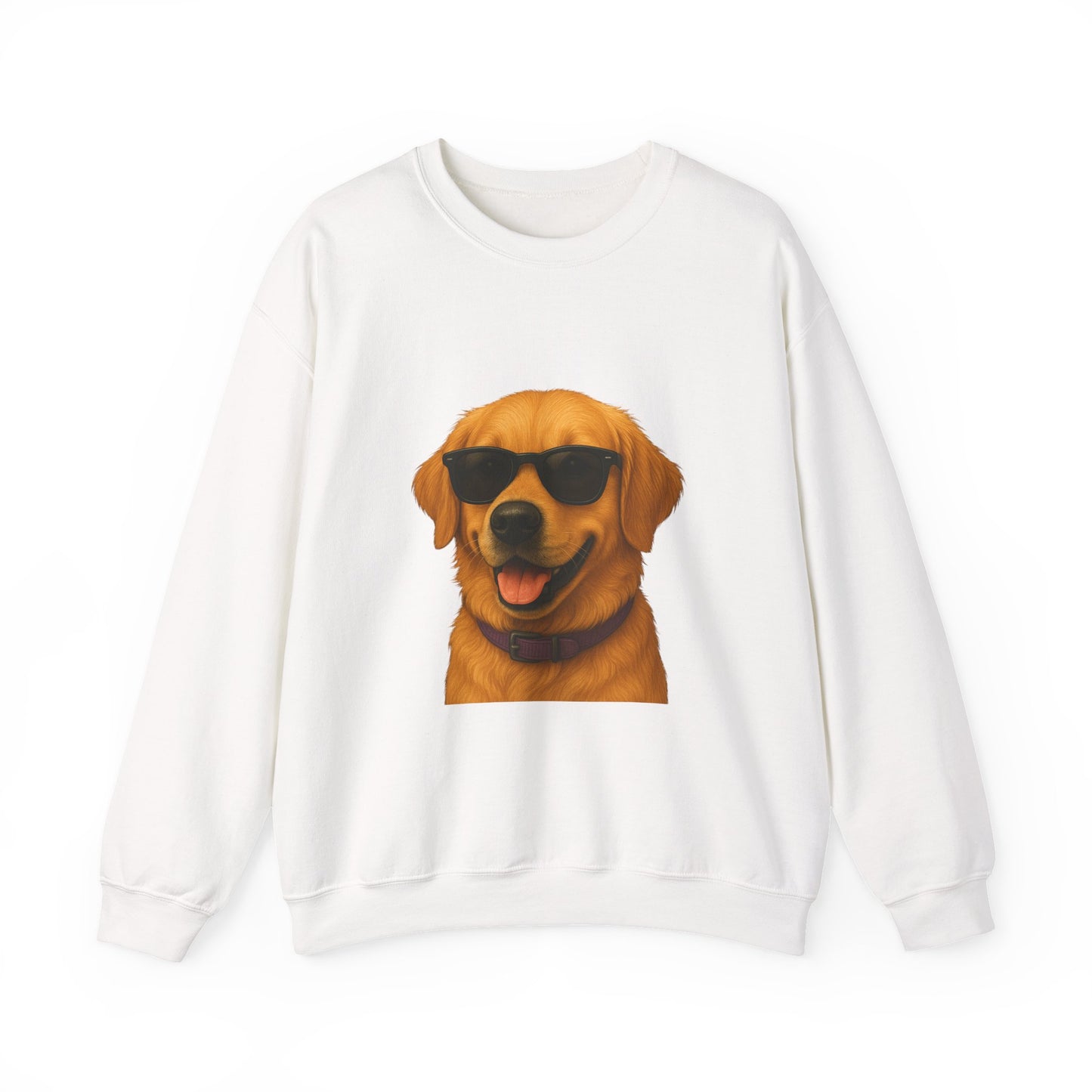 Golden Retriever Wearing Sunglasses - Adult Crewneck Sweatshirt