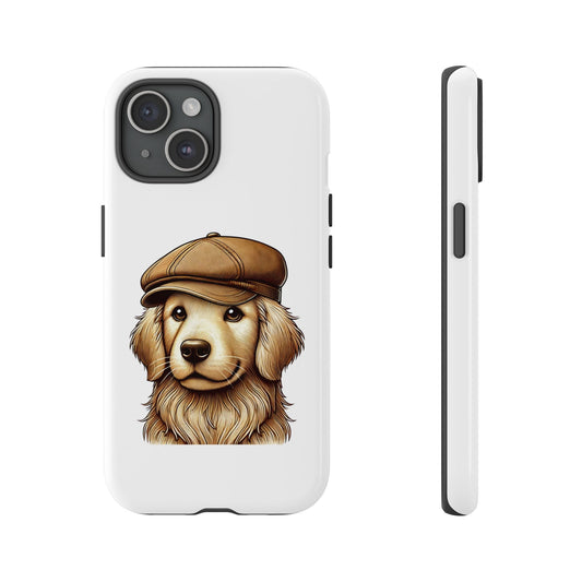 Golden Retriever Wearing a Newsboy Cap - Tough Phone Case