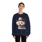 Cute Maltese Wearing A Cowgirl Hat- Adult Crewneck Sweatshirt - Too Cute Pets