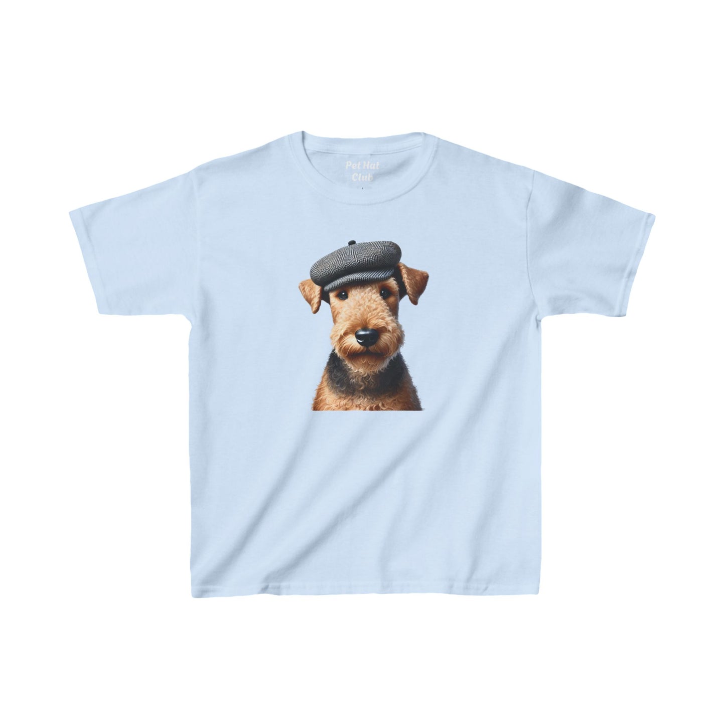 Aerdale Terrier Wearing Tweed Flat Cap Youth T-Shirt  - Too Cute Pets