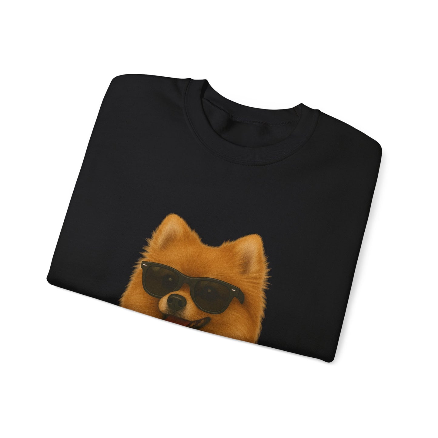 Pomeranian Wearing Sunglasses - Adult Crewneck Sweatshirt