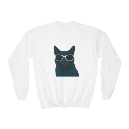 Russian Blue Cat Wearing Sunglasses - Youth Sweatshirt