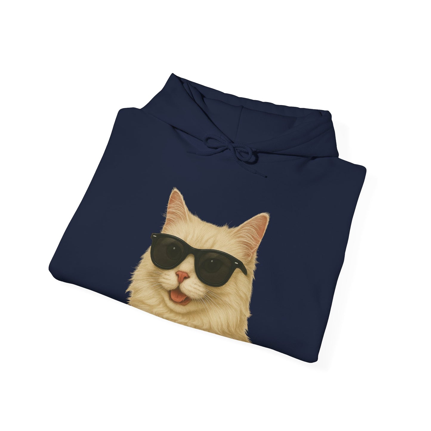 Cream Longhair Cat Wearing Sunglasses - Adult Hoodie