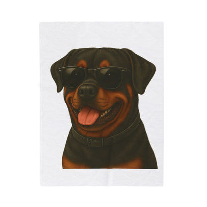 Rottweiler Wearing Sunglasses - Sherpa Blanket