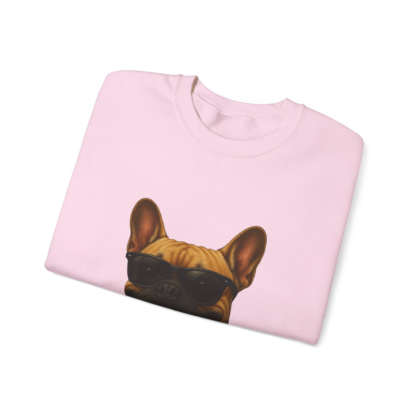 French Bulldog Wearing Sunglasses - Adult Crewneck Sweatshirt