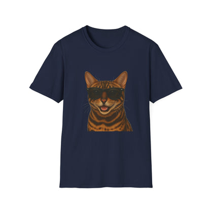 Bengal Cat Wearing Sunglasses - Adult T-Shirt