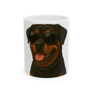 Rottweiler Wearing Sunglasses Ceramic Mug