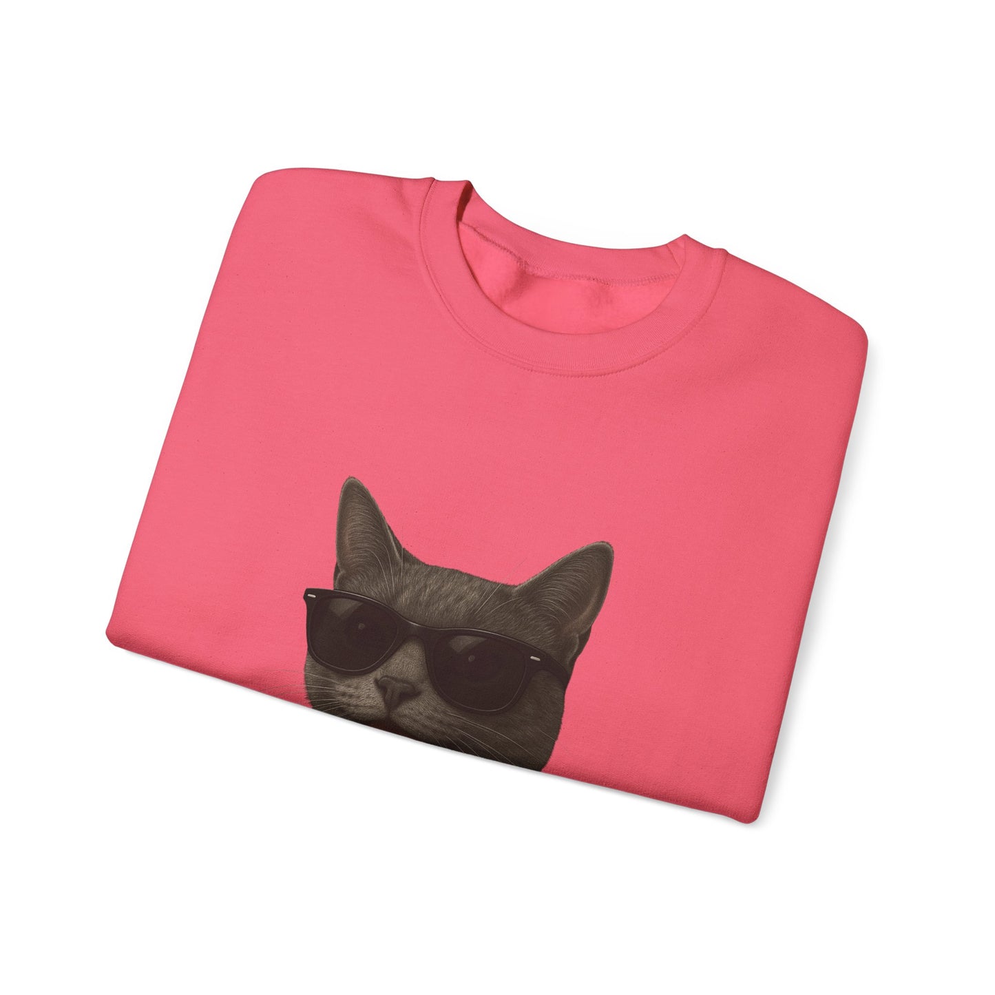 Gray Cat Wearing Sunglasses - Adult Crewneck Sweatshirt