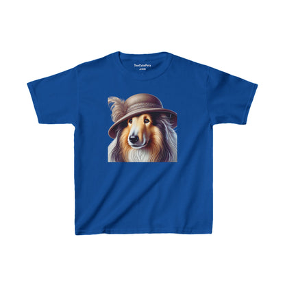 Collie In Cloche Hat  - Youth T-Shirt - Too Cute Pets