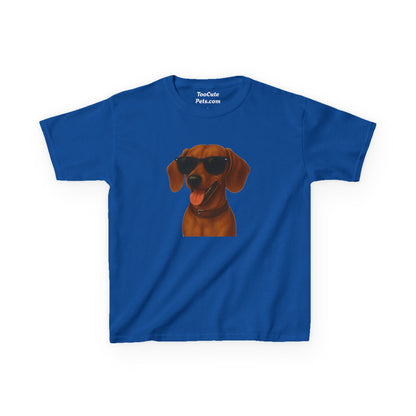 Kids Tee with Dachshund Wearing Sunglasses