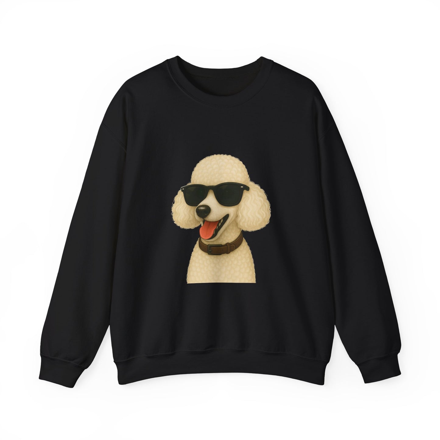 White Poodle Wearing Sunglasses - Adult Crewneck Sweatshirt