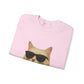Cream Longhair Cat Wearing Sunglasses - Adult Crewneck Sweatshirt