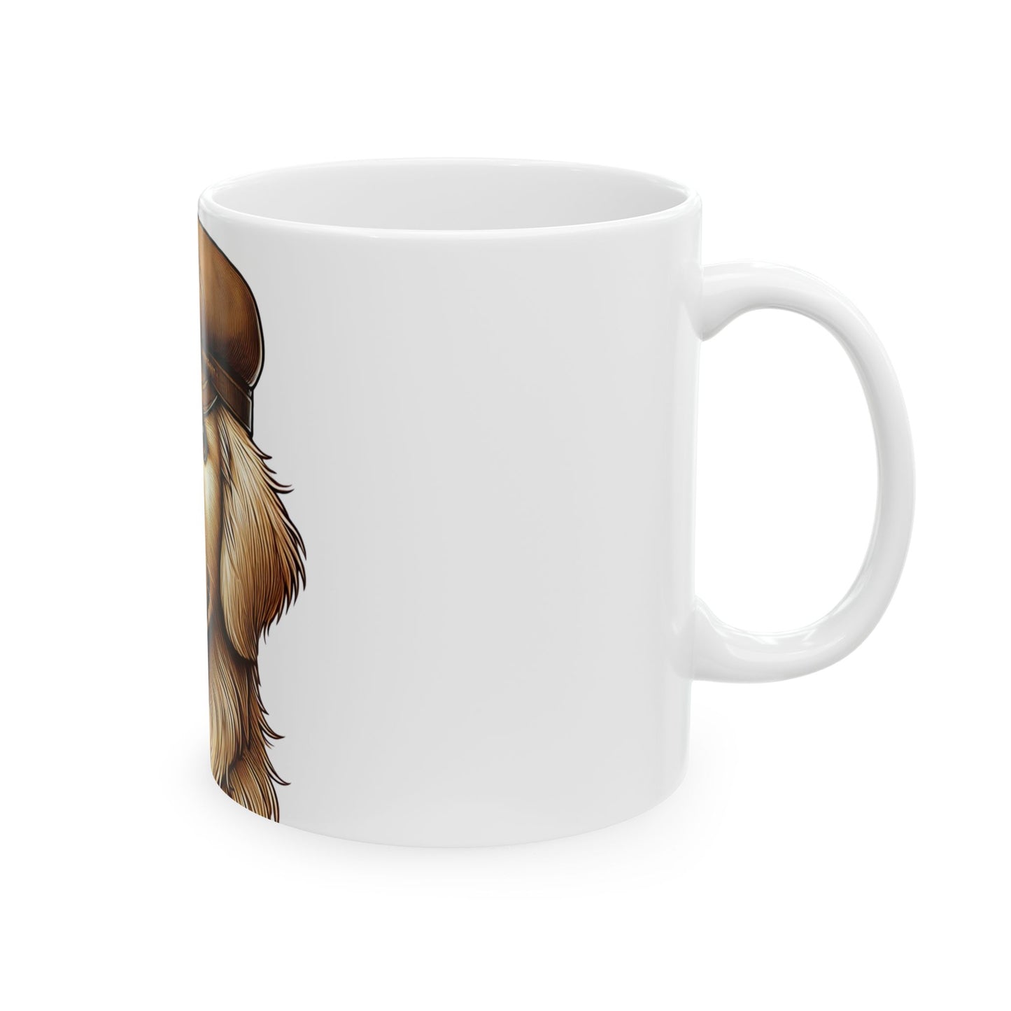 Golden Retriever Wearing a Newsboy Cap - Ceramic Mug