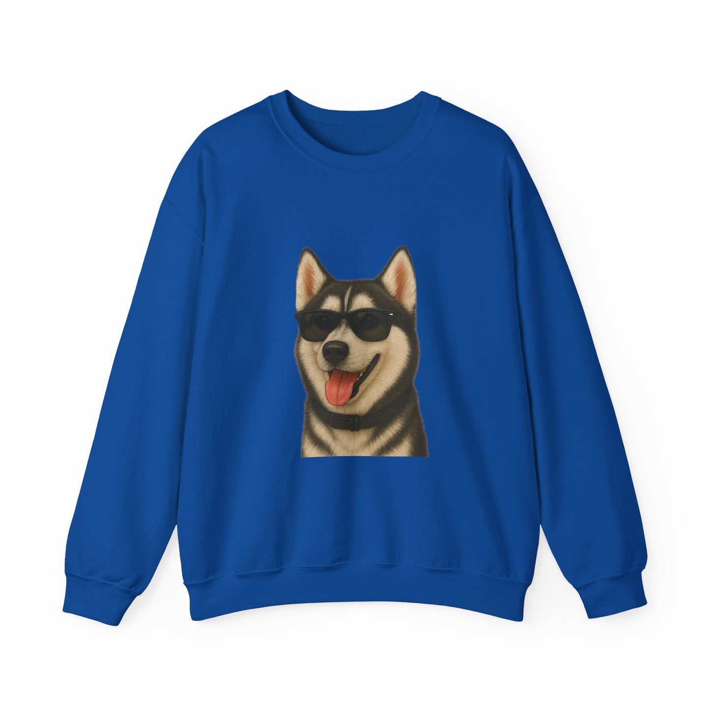 Siberian Husky Wearing Sunglasses - Adult Crewneck Sweatshirt