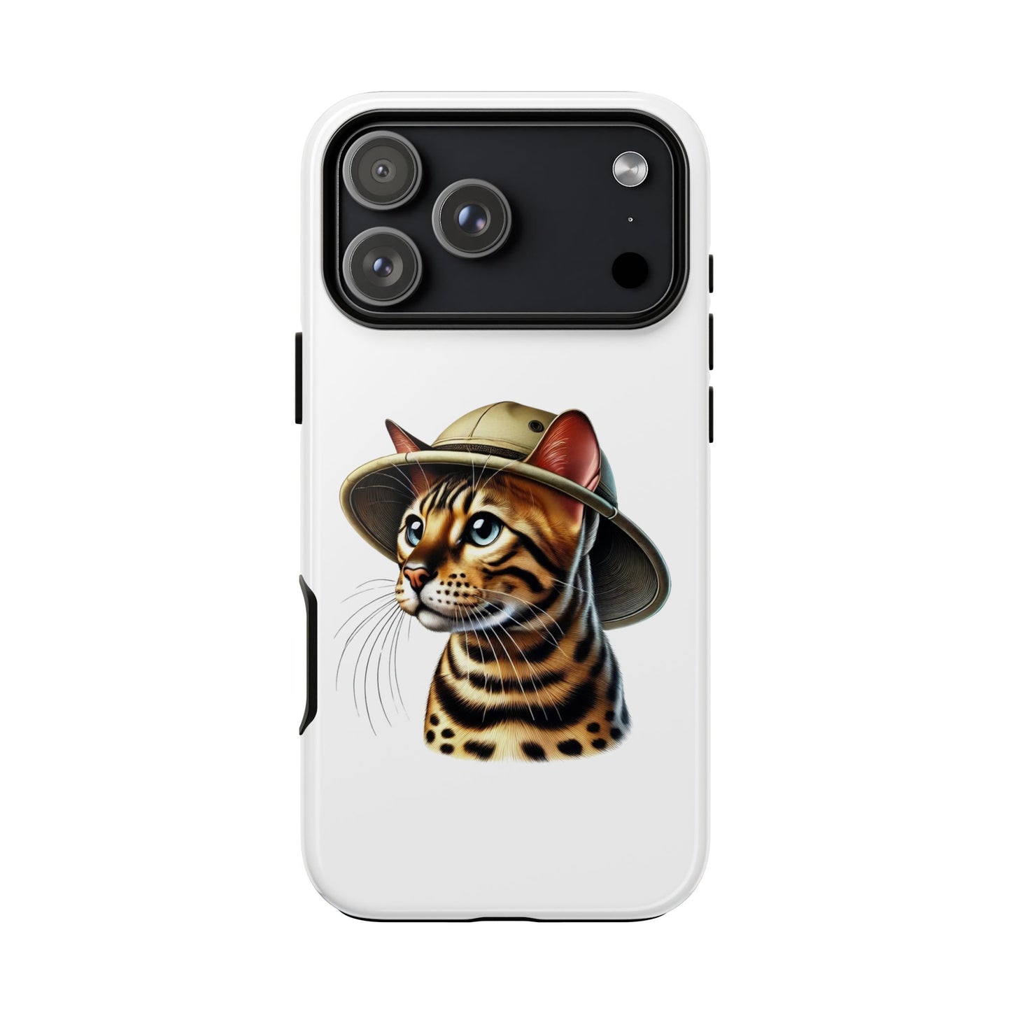 Bengal Cat Wearing a Safari Hat - Tough Phone Case