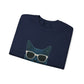 Russian Blue Cat Wearing Sunglasses - Adult Crewneck Sweatshirt