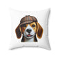 Beagle Wearing a Deerstalker Hat - Throw Pillow