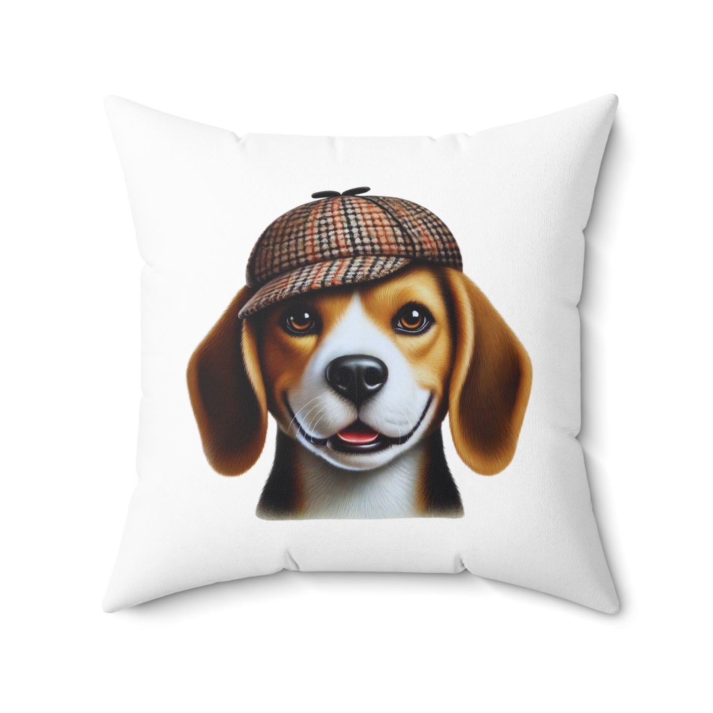 Beagle Wearing a Deerstalker Hat - Throw Pillow