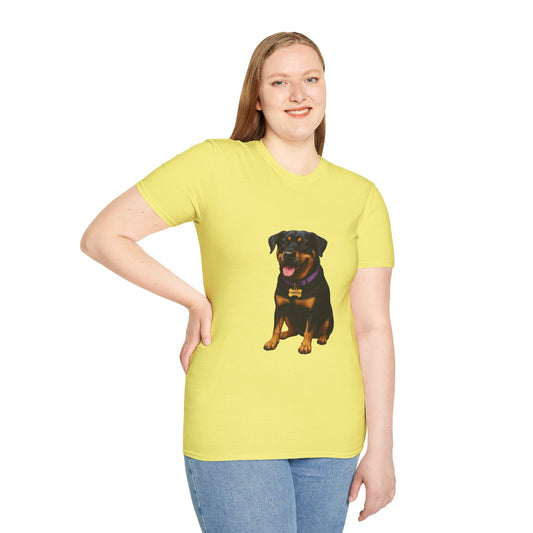 Dog Lover Unisex T-Shirt featuring Lab and Rottweiler Mix 'Pumpkin' by Too Cute Pets