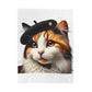 Calico Cat Wearing a Beret - Sherpa Blanket
