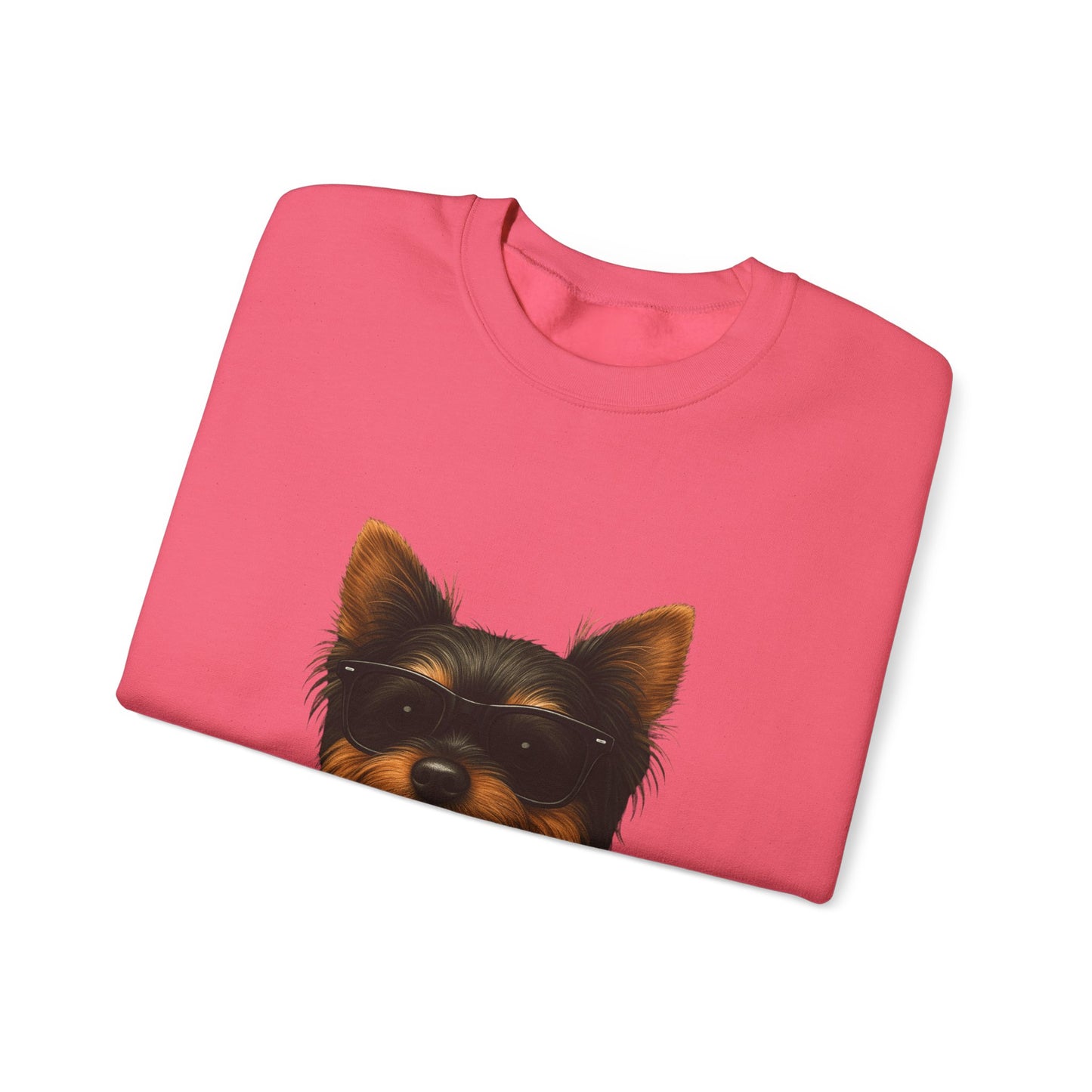 Yorkshire Terrier Wearing Sunglasses - Adult Crewneck Sweatshirt