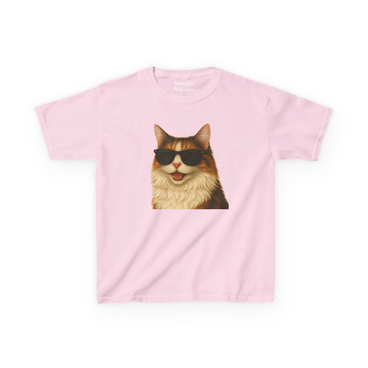 Domestic Longhaired Calico Cat Sunglasses Kids Tee