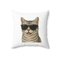 American Shorthair Silver Tabby Wearing Sunglasses - Throw Pillow